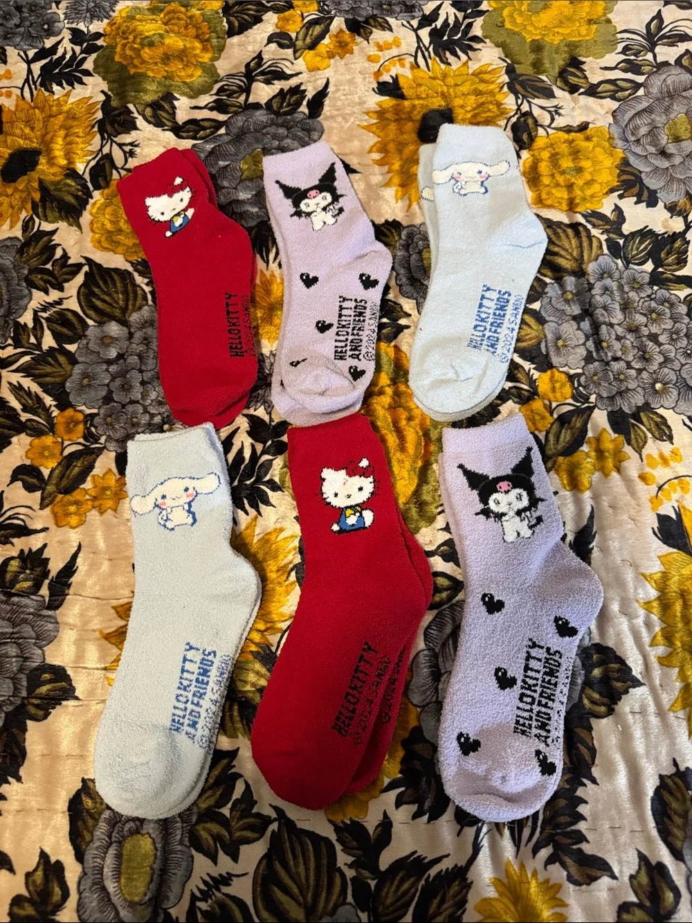 NWOT Sanrio Cozy Character Socks - Red, Lavender, Light Blue